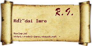 Rádai Imre névjegykártya